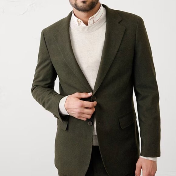 Banana Republic, Tailored Fit Flannel Herringbone Suit Jacket, Olive, 42S, EUC - Picture 2 of 5